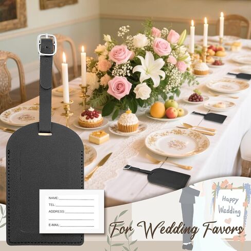 24 Pack Leather Luggage Tags Wedding Favors Bulk Luggage Tags Travel Tag Brown for Suitcase with Name Card Bulk for Guests Bridal Bachelorette Shower in Kuwait