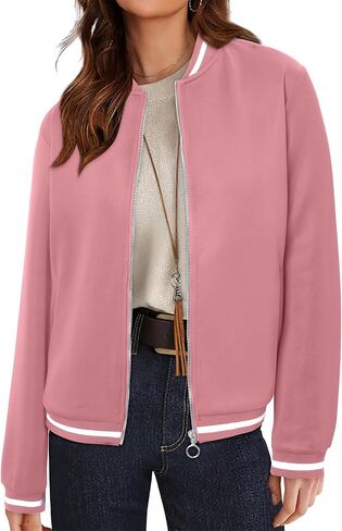 Magritta Womens Zip Up Jackets Dressy Long Sleeve Sweatshirt Button Down Cropped Bomber Jacket Fall Shirts with Pocket in Kuwait