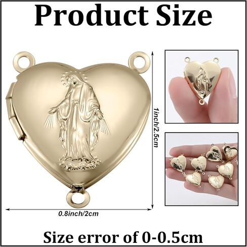 Pinkunn 12 Pcs Our Lady of Grace Locket Rosary Centers for Catholic Gift 1 Inch Classic Medal Rosary Centerpiece Center Jewelry, Silver in Saudi Arabia