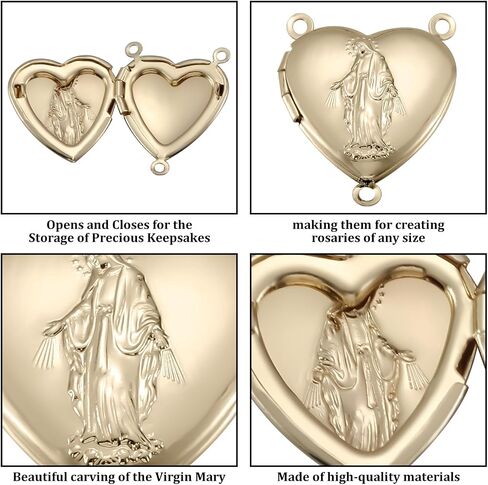 Pinkunn 12 Pcs Our Lady of Grace Locket Rosary Centers for Catholic Gift 1 Inch Classic Medal Rosary Centerpiece Center Jewelry, Silver in Saudi Arabia