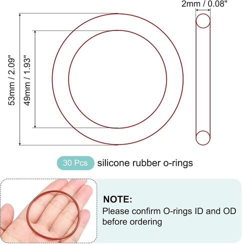 MECCANIXITY Silicone O-Ring 40mm ID 44mm OD 2mm Width Metric VMQ Sealing Gasket Replacement 50A Durometer for Plumbing Compressor Faucets Valves Repair (Red, Pack of 30) in Saudi Arabia