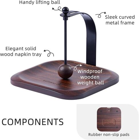 Napkin Holder - Windproof Design with Gravity Ball, Multifunctional Tissue Tower & Serving Tray for Outdoor/Indoor, Fits 6.5"-7" Napkins & Toilet Paper Rolls Warm Gift Idea (Beech Wood) in Kuwait