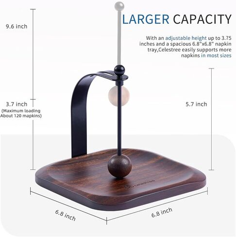 Napkin Holder - Windproof Design with Gravity Ball, Multifunctional Tissue Tower & Serving Tray for Outdoor/Indoor, Fits 6.5"-7" Napkins & Toilet Paper Rolls Warm Gift Idea (Beech Wood) in Kuwait