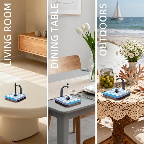 Napkin Holder - Windproof Design with Gravity Ball, Multifunctional Tissue Tower & Serving Tray for Outdoor/Indoor, Fits 6.5"-7" Napkins & Toilet Paper Rolls Warm Gift Idea (Beech Wood) in Kuwait