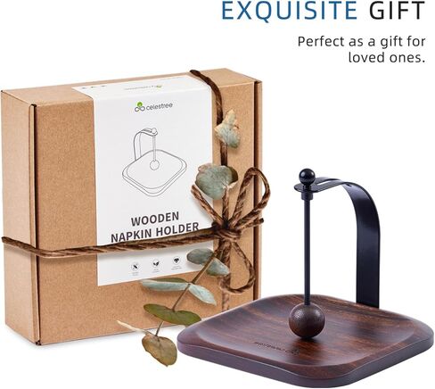 Napkin Holder - Windproof Design with Gravity Ball, Multifunctional Tissue Tower & Serving Tray for Outdoor/Indoor, Fits 6.5"-7" Napkins & Toilet Paper Rolls Warm Gift Idea (Beech Wood) in Kuwait