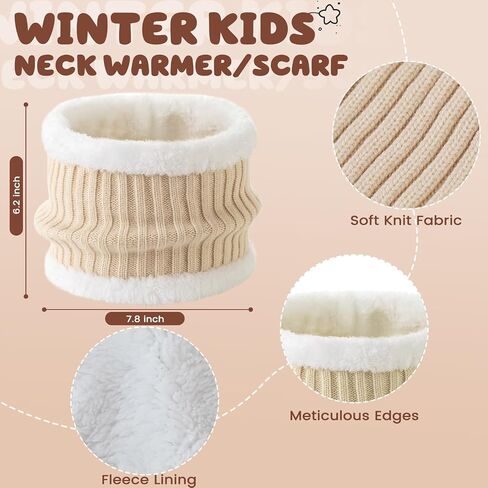 Tavaleu Kids Winter Beanie Hat Scarf Gloves Set Knit Warm Toddler Winter Cap Gloves Neck Warmer for Boys Girls 1-8 Year, Pink - Pompom in Saudi Arabia