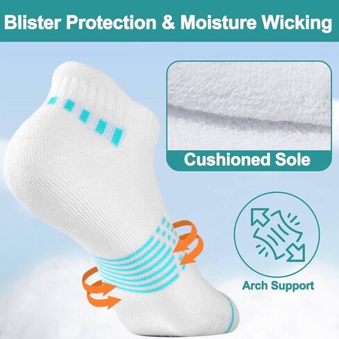 Ankle Socks Womens Compression Cushioned Athletic Running Low Cut with Heel Tab Anti-blister Socks 5 Pairs in Saudi Arabia