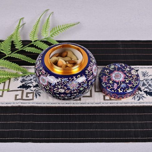 برطمان الزنجبيل الصيني من XINGYAN مع غطاء ملتوي، تصميم دائري، متوفر باللون الأزرق والأصفر والأحمر - تصميم مستوحى من البورسلين الصيني (أصفر دائري) in Kuwait
