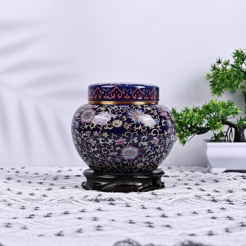 برطمان الزنجبيل الصيني من XINGYAN مع غطاء ملتوي، تصميم دائري، متوفر باللون الأزرق والأصفر والأحمر - تصميم مستوحى من البورسلين الصيني (أصفر دائري) in Kuwait