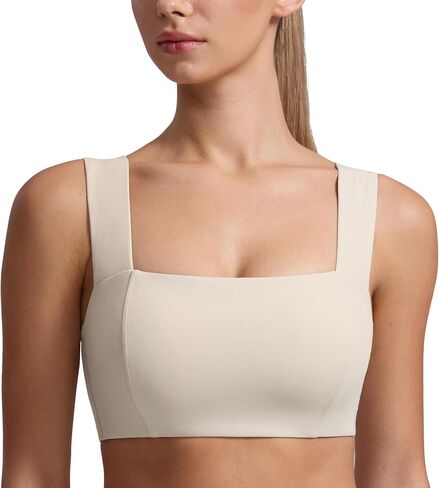 CRZ Yoga Butterluxe Womens Square Neck Sports حمالات الصدر - أشرطة عريضة داعمة مفتوحة الظهر مسببة محصول اليوغا محصول in Saudi Arabia