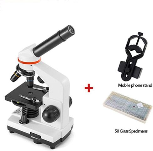 Beginner Microscope 40x-1600x Biological Microscope Eyepiece (10x/20x) Objective Lens (4X 10x 40x) LED up and Down Light Source 45° tilt monocular Lens Battery Powered 15x10x28cm in Saudi Arabia