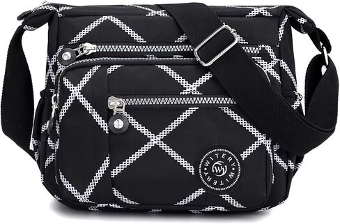 WITERY Nylon Shoulder Bags for Women - Multi-Pocket Zipper Waterproof Travel Purse Casual Small Lightweight Messenger Bag in Saudi Arabia