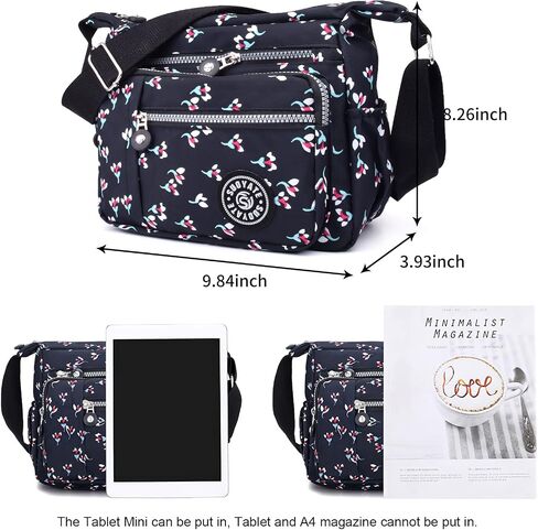 WITERY Nylon Shoulder Bags for Women - Multi-Pocket Zipper Waterproof Travel Purse Casual Small Lightweight Messenger Bag in Saudi Arabia