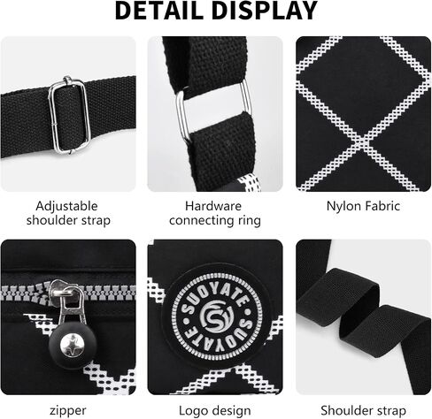WITERY Nylon Shoulder Bags for Women - Multi-Pocket Zipper Waterproof Travel Purse Casual Small Lightweight Messenger Bag in Saudi Arabia