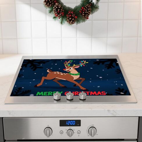 Nuxovilar Christmas Stove Top Cover 28.35×20.47inch, Blue Snowman Stove Cover, Polyester & Diatom Mud Blend, Fun Pattern Festive Decor in Saudi Arabia