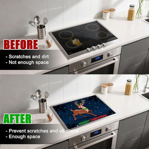 Nuxovilar Christmas Stove Top Cover 28.35×20.47inch, Blue Snowman Stove Cover, Polyester & Diatom Mud Blend, Fun Pattern Festive Decor in Saudi Arabia