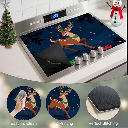 Nuxovilar Christmas Stove Top Cover 28.35×20.47inch, Blue Snowman Stove Cover, Polyester & Diatom Mud Blend, Fun Pattern Festive Decor in Saudi Arabia
