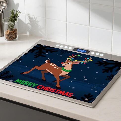 Nuxovilar Christmas Stove Top Cover 28.35×20.47inch, Blue Snowman Stove Cover, Polyester & Diatom Mud Blend, Fun Pattern Festive Decor in Saudi Arabia