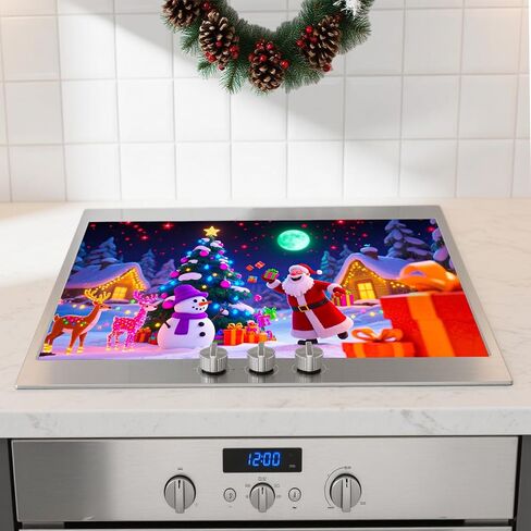 Nuxovilar Christmas Stove Top Cover 28.35×20.47inch, Blue Snowman Stove Cover, Polyester & Diatom Mud Blend, Fun Pattern Festive Decor in Saudi Arabia
