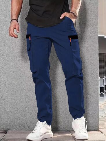Men's Cargo Pants Elastic Waist Lightweight with Pockets for Hiking in Saudi Arabia