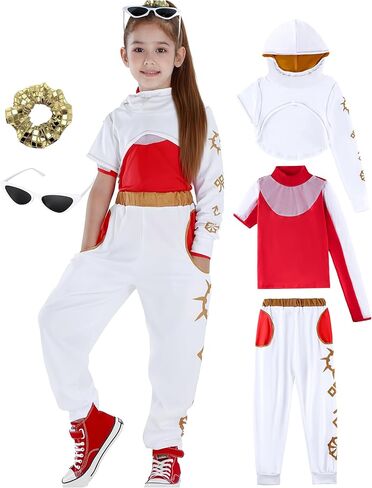 QRT Girls Zombies Costumes,Halloween Nova Costume Kids，Cheerleader Outfits Mesh Top Pant Skirt Dress Hooded Coat in Saudi Arabia