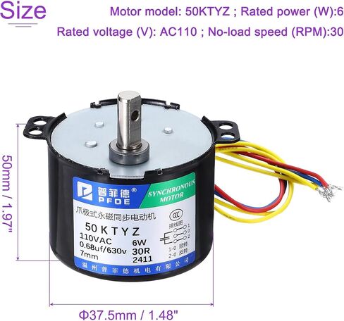 DMiotech Synchronous AC Reduction Motor 50KTYZ AC110V 5RPM Ac Motor 130N.CM CW/CCW Low Noise Gearbox Electric Motor for Instrumentation Automation Control in Saudi Arabia