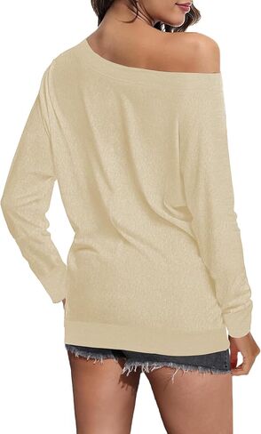 Buauty Women's Long Sleeve Boat Neck Off Shoulder Blouse Tops in Saudi Arabia
