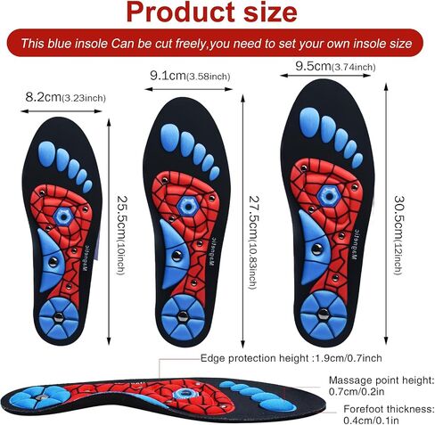Acupressure Insoles for Men and Women- Orthopedic Acupoint Massage Insoles, Non-Slip Shock Absorption, Breathable Design for Foot Pain Relief & All-Day Comfort (Blue, S(Men 4-7/Women 5-8)) in Saudi Arabia