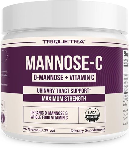 Mannose-C - Organic D-Mannose + Whole Food Vitamin C, Natural UTI Support Supplement to Flush & Cleanse Urinary Tract, Certified Organic Urinary Health for Women, Vegan, Non-GMO (180 Count) in Saudi Arabia