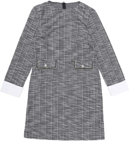 Women's Tweed Dress Formal Work Long Sleeve Sheath Dresses in Kuwait