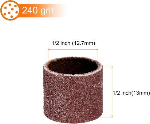 HARFINGTON 200pcs Sanding Drums 1/2 Inch Grit 240 Sanding Sandpaper Mini Sanding Sleeves for Drum Sander Rotary Tools in Saudi Arabia