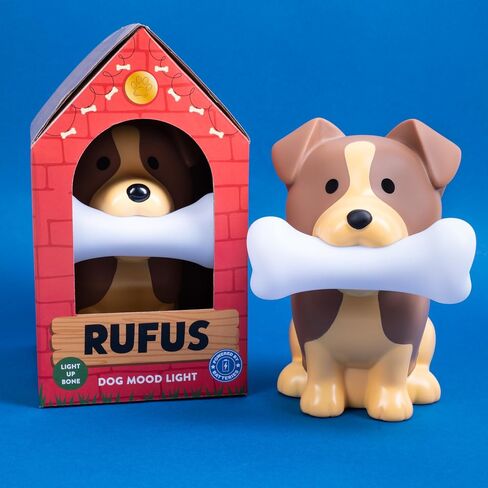 Fizz Creations Rufus The Dog Mood Light – Adorable Kawaii Night Light for Kids, Nursery, Bedroom & Office Décor – Battery Operated LED Lamp with Bone-Shaped Light – Cute Idea for Dog Lovers in Saudi Arabia