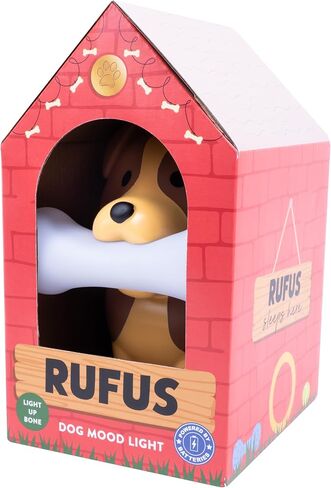 Fizz Creations Rufus The Dog Mood Light – Adorable Kawaii Night Light for Kids, Nursery, Bedroom & Office Décor – Battery Operated LED Lamp with Bone-Shaped Light – Cute Idea for Dog Lovers in Saudi Arabia