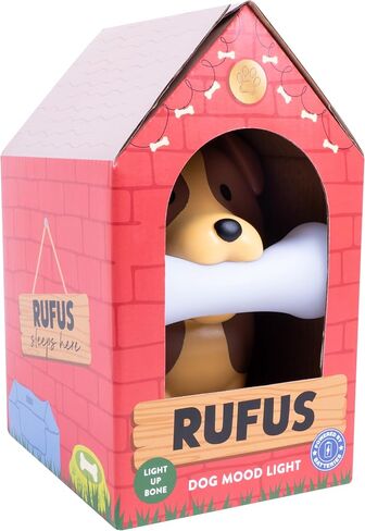 Fizz Creations Rufus The Dog Mood Light – Adorable Kawaii Night Light for Kids, Nursery, Bedroom & Office Décor – Battery Operated LED Lamp with Bone-Shaped Light – Cute Idea for Dog Lovers in Saudi Arabia