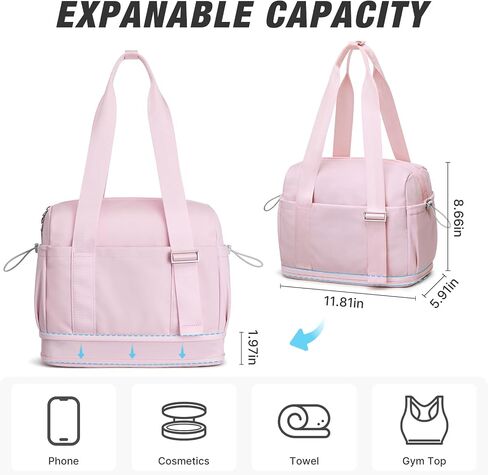 G4Free Mini Gym Bag for Women, Small Duffle Bag with Wet Pocket and Detachable Strap,Lightweight Gym Bag for Workout/Sport/Travel（BLACK） in Saudi Arabia