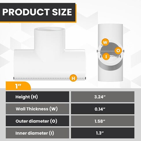 2 "2 PCS TEE 3 Way Tiptings (Socket X Socket) ، THEACHITE 3 WATH TILE TILE PIPE TIPTING FOR DIY Creations ، جدول 40 اقتران. in Kuwait