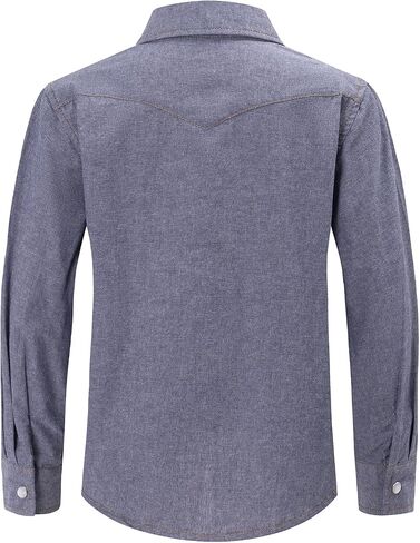 Spring&Gege Boys' Long Sleeve Chambray Shirt Western Cowboys Pearl Snap Button Down Shirts (5-14 Years) in Saudi Arabia