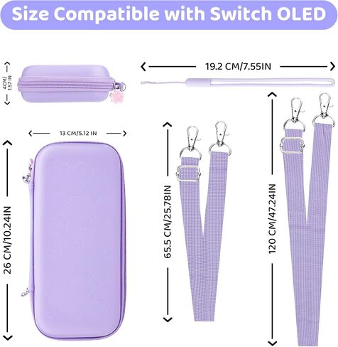 FUNDIARY Carrying Case for Nintendo Switch OLED, Shockproof Hard Shell Portable Travel Bag for Accessories Kit with PC Protective Cover, Screen Protector, Shoulder Strap & 2 Thumb Grips, Green Marble in Saudi Arabia