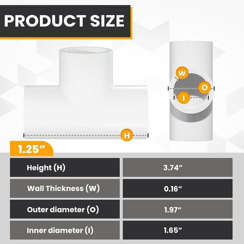 2 "2 PCS TEE 3 Way Tiptings (Socket X Socket) ، THEACHITE 3 WATH TILE TILE PIPE TIPTING FOR DIY Creations ، جدول 40 اقتران. in Kuwait