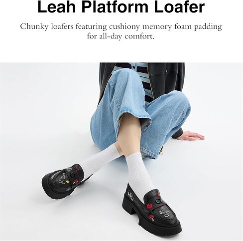 Coach Women's Leah Platform Loafer, Charcoal/Black, 6 in Saudi Arabia