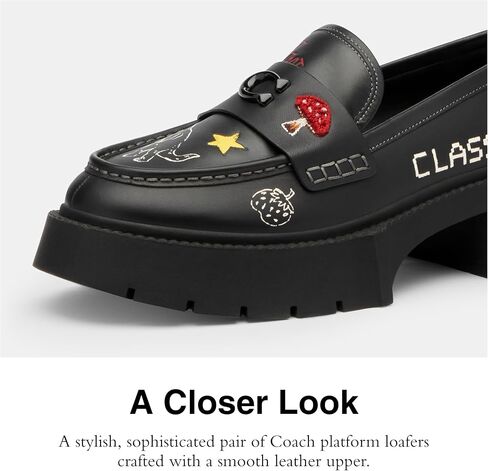 Coach Women's Leah Platform Loafer, Charcoal/Black, 6 in Saudi Arabia