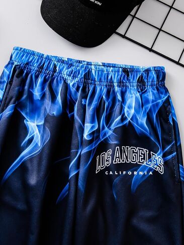 Boys Sweatsuits Two Pieces Pants Set 3D Fire Printed Hoodies Sweatshirt and Sweatpants Set Outfit Sets for Boy 5-14Y in Saudi Arabia