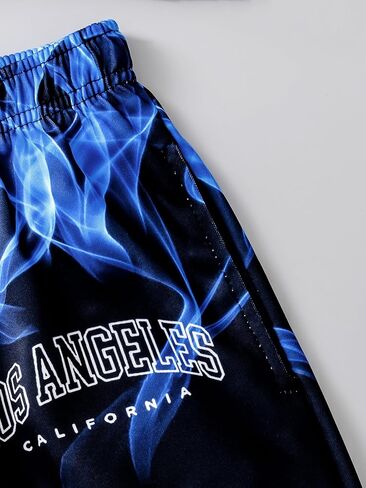 Boys Sweatsuits Two Pieces Pants Set 3D Fire Printed Hoodies Sweatshirt and Sweatpants Set Outfit Sets for Boy 5-14Y in Saudi Arabia