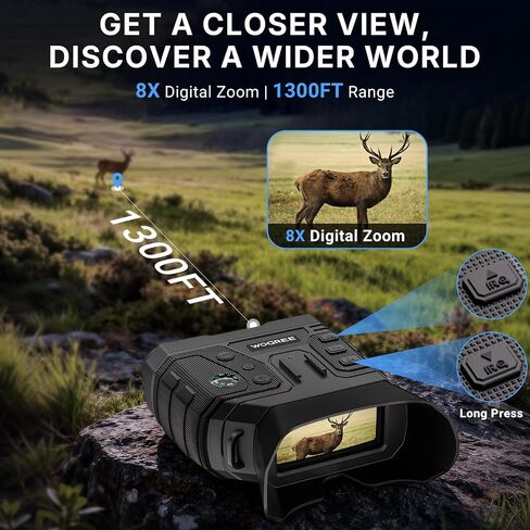 4K Night Vision Goggles, 36MP Photo, 1300FT Range, Gift for Men | 8X Digital Zoom, Flashlight & Compass, 5000mAh Rechargeable Battery, Night Vision Binoculars for Camping & Security in Saudi Arabia