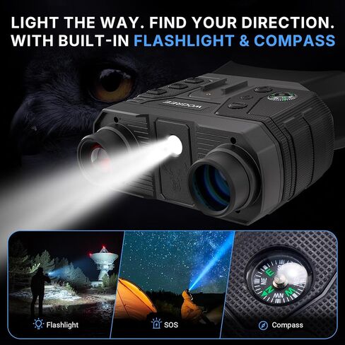 4K Night Vision Goggles, 36MP Photo, 1300FT Range, Gift for Men | 8X Digital Zoom, Flashlight & Compass, 5000mAh Rechargeable Battery, Night Vision Binoculars for Camping & Security in Saudi Arabia