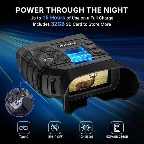 4K Night Vision Goggles, 36MP Photo, 1300FT Range, Gift for Men | 8X Digital Zoom, Flashlight & Compass, 5000mAh Rechargeable Battery, Night Vision Binoculars for Camping & Security in Saudi Arabia