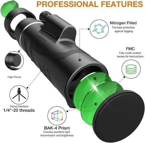 High Power Binoculars, Monocular Telescope, HD High Power Monoculars Waterproof HD Monocular Scope for Bird Watching Wildlife Traveling Camping, Monocular with Smartphone Holder, Tripod in Saudi Arabia