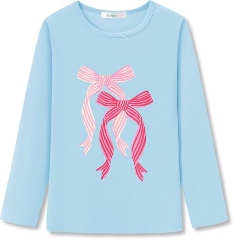 تي شيرت بأكمام طويلة للفتيات - تي شيرت لطيف للتزلج والفهد والوجه المبتسم للأطفال مقاس 6-18 in Kuwait