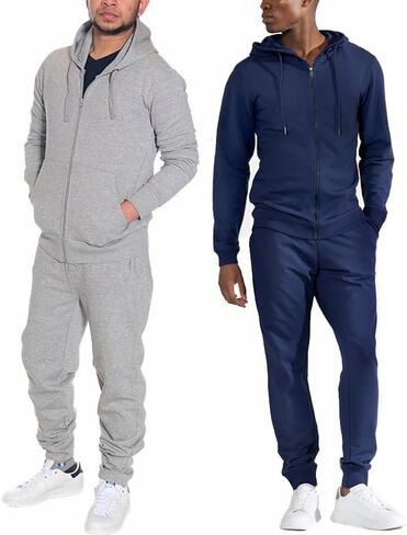 Men’s 4-Piece Fleece Zip Hoodie & Jogger Sets- 2 Full Sets Jogging Suits Sets Full Zip Hoodie and Pants Track Suits in Saudi Arabia