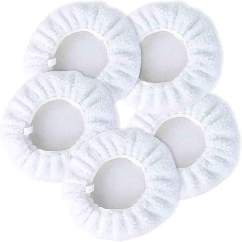 Car Polishing Bonnet Pads, 5PCS Lamb Wool Polishing Buffing Pad Wool Bonnet Pad, Car Polisher Pad Applicator Pad Buffling Car Buffer Waxer for Car Care-White (9-10Inch) in Saudi Arabia